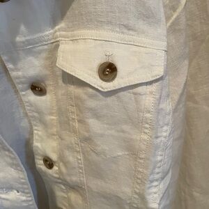 NWOT Coldwater Creek White Button pockets 💯% linen jacket Lagenlook Capsule PL